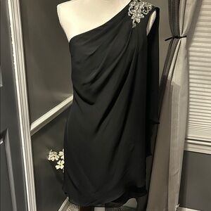 JS Boutique Black One-Shoulder Dress with Embellishment